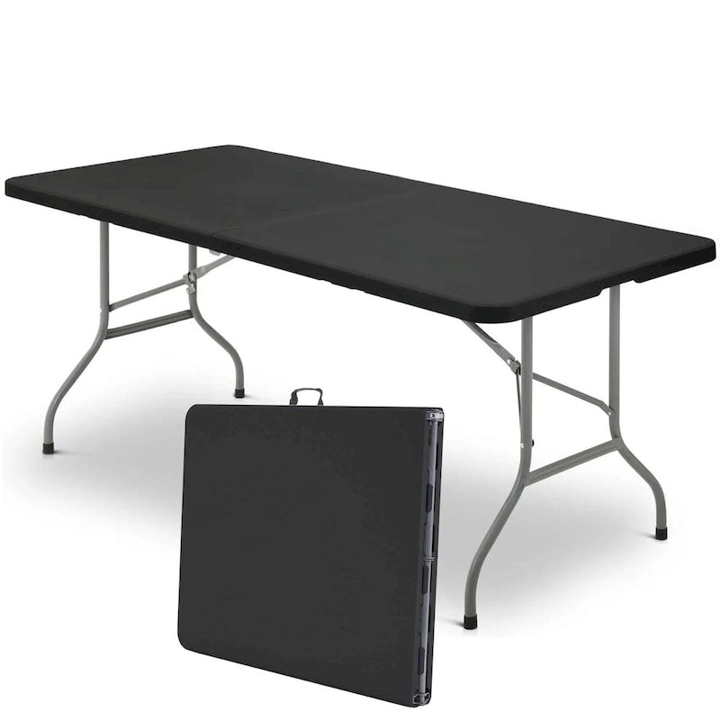 SUGIFT 6 ft Plastic Folding Table Portable Fold-in-Half Table