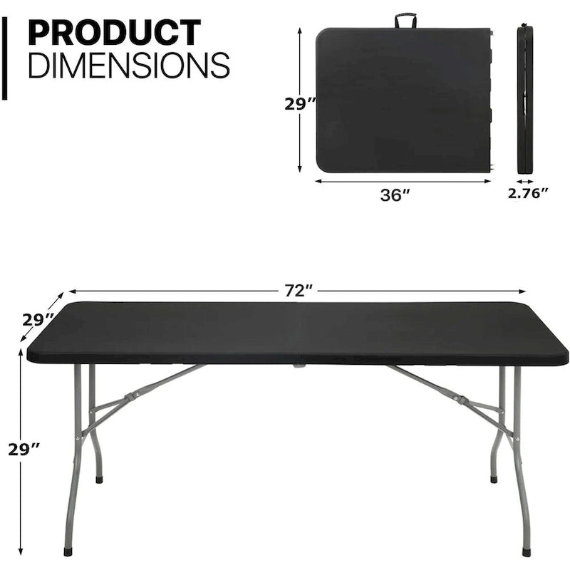 SUGIFT 6 ft Plastic Folding Table Portable Fold-in-Half Table