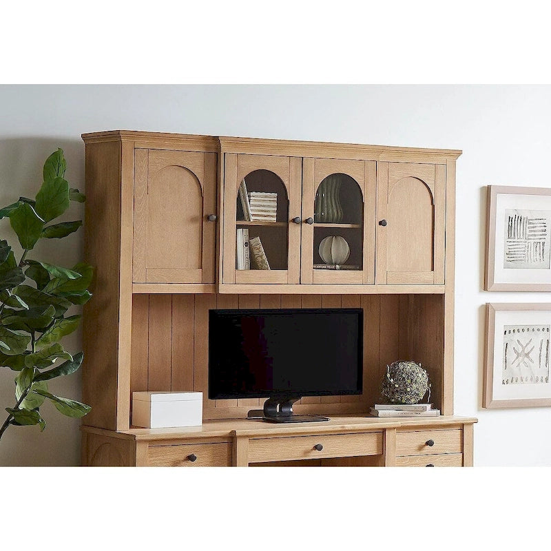 Desserte en bois moderne avec portes, Desserte de rangement, Rangement de bureau, Entièrement assemblée, Bois clair