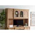 Desserte en bois moderne avec portes, Desserte de rangement, Rangement de bureau, Entièrement assemblée, Bois clair