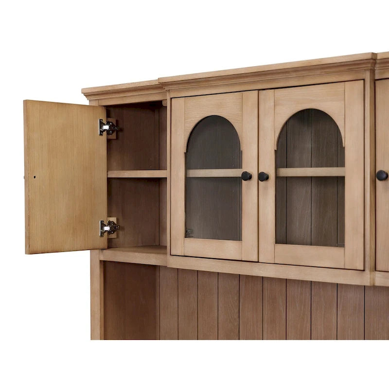 Desserte en bois moderne avec portes, Desserte de rangement, Rangement de bureau, Entièrement assemblée, Bois clair