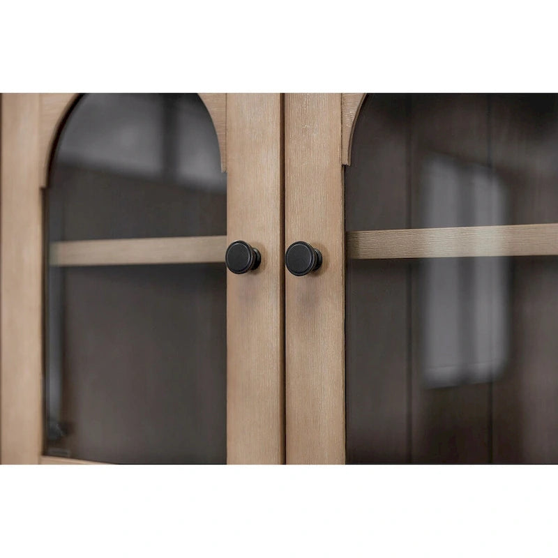Desserte en bois moderne avec portes, Desserte de rangement, Rangement de bureau, Entièrement assemblée, Bois clair