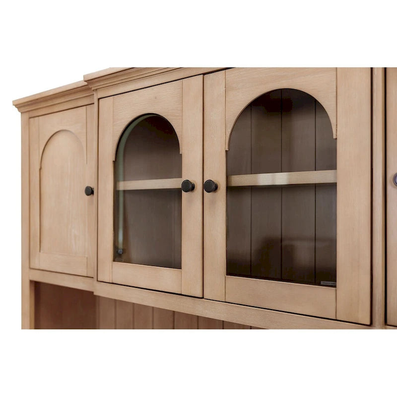 Desserte en bois moderne avec portes, Desserte de rangement, Rangement de bureau, Entièrement assemblée, Bois clair