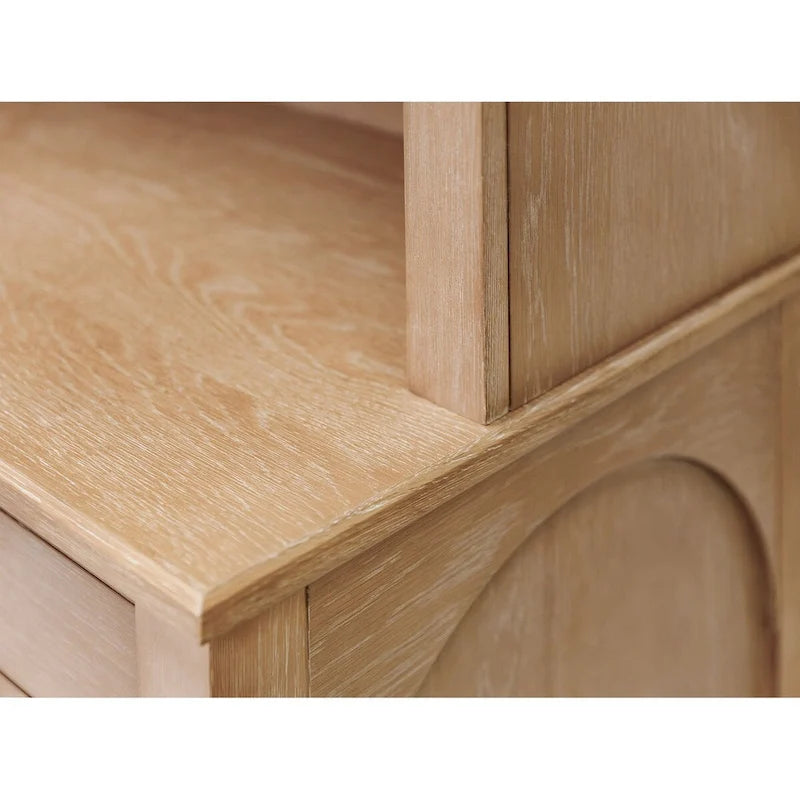 Desserte en bois moderne avec portes, Desserte de rangement, Rangement de bureau, Entièrement assemblée, Bois clair