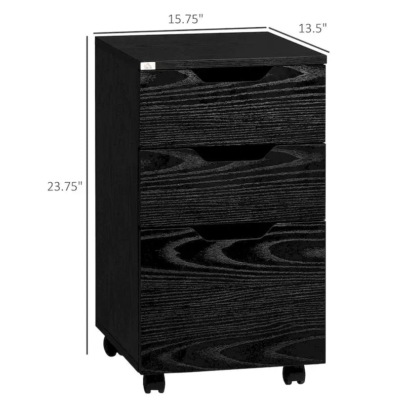 Meuble de rangement de bureau à 3 tiroirs, meuble sous bureau à roulettes
