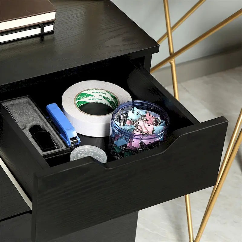 Meuble de rangement de bureau à 3 tiroirs, meuble sous bureau à roulettes