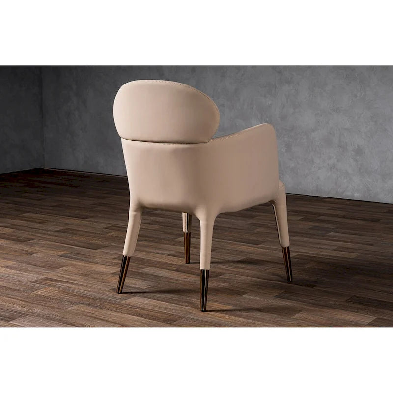Modrest Shannon Modern Beige Vegan Leather & Rosegold Dining Chair