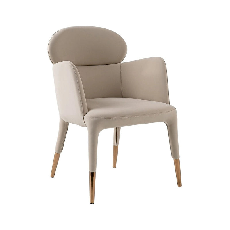 Modrest Shannon Modern Beige Vegan Leather & Rosegold Dining Chair