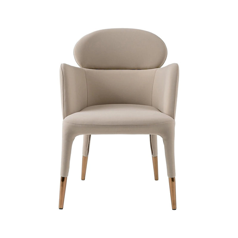 Modrest Shannon Modern Beige Vegan Leather & Rosegold Dining Chair