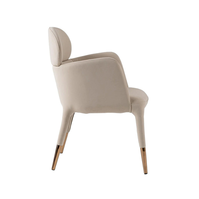 Modrest Shannon Modern Beige Vegan Leather & Rosegold Dining Chair