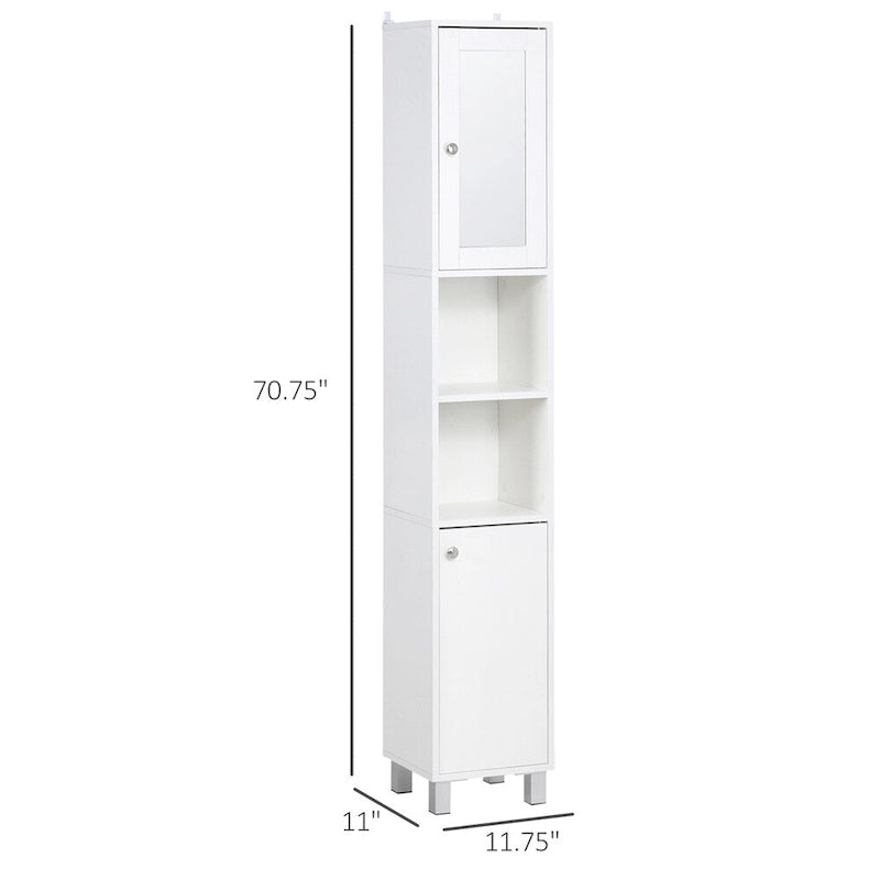 Meuble de rangement haut de salle de bain avec miroir, colonne de rangement autoportante