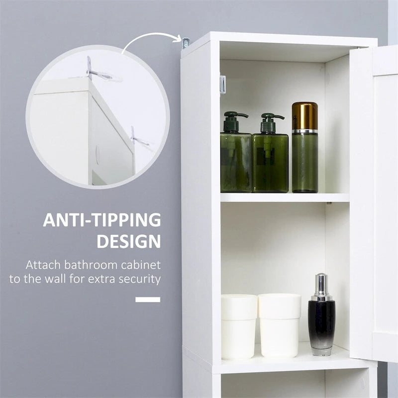 Meuble de rangement haut de salle de bain avec miroir, colonne de rangement autoportante