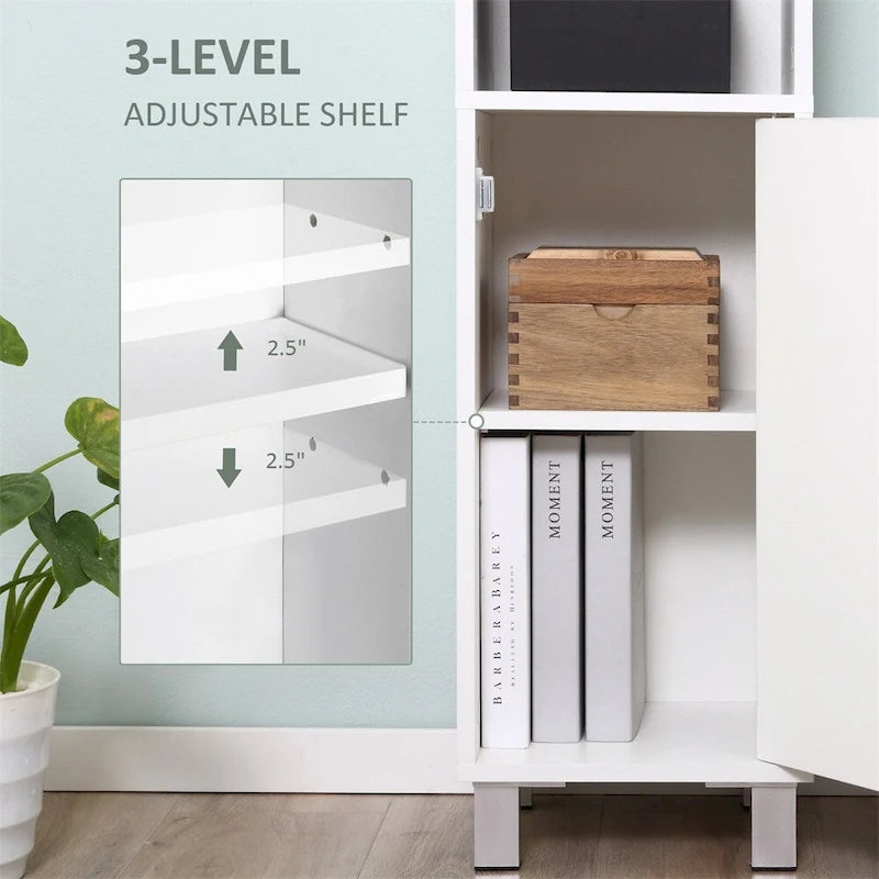 Meuble de rangement haut de salle de bain avec miroir, colonne de rangement autoportante