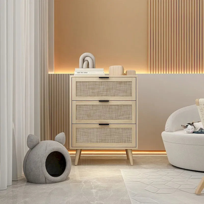 Table de chevet/Commode moderne à 3 tiroirs pour chambre à coucher, salon