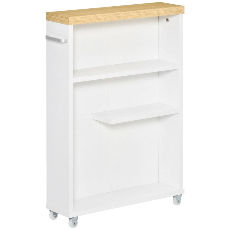 Meuble de salle de bain à roulettes, organisateur de rangement pour chambre, salon, blanc