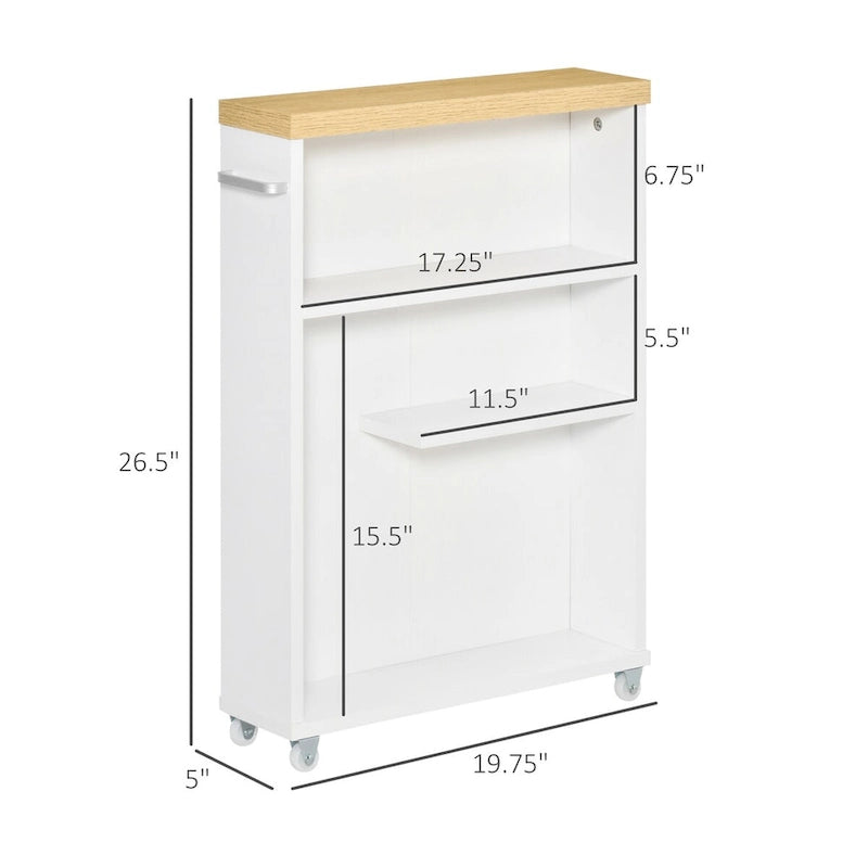 Meuble de salle de bain à roulettes, organisateur de rangement pour chambre, salon, blanc