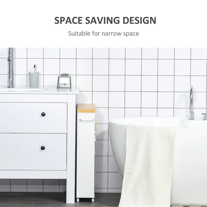 Meuble de salle de bain à roulettes, organisateur de rangement pour chambre, salon, blanc