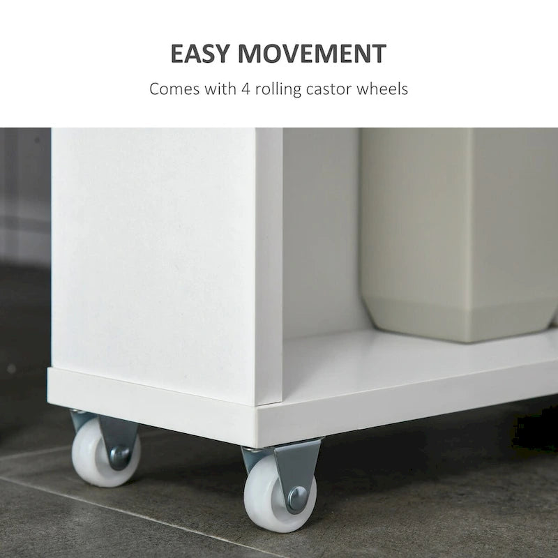 Meuble de salle de bain à roulettes, organisateur de rangement pour chambre, salon, blanc