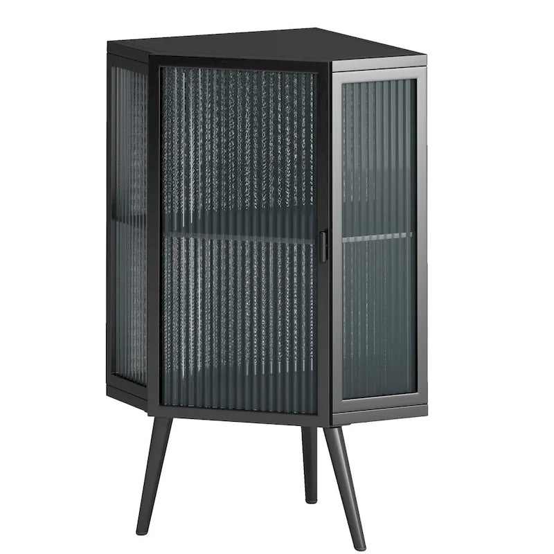 Meuble d'appoint de salle de bain d'angle avec porte en verre trempé 22.25 po l. x 16.54 po P x 31.5 po H