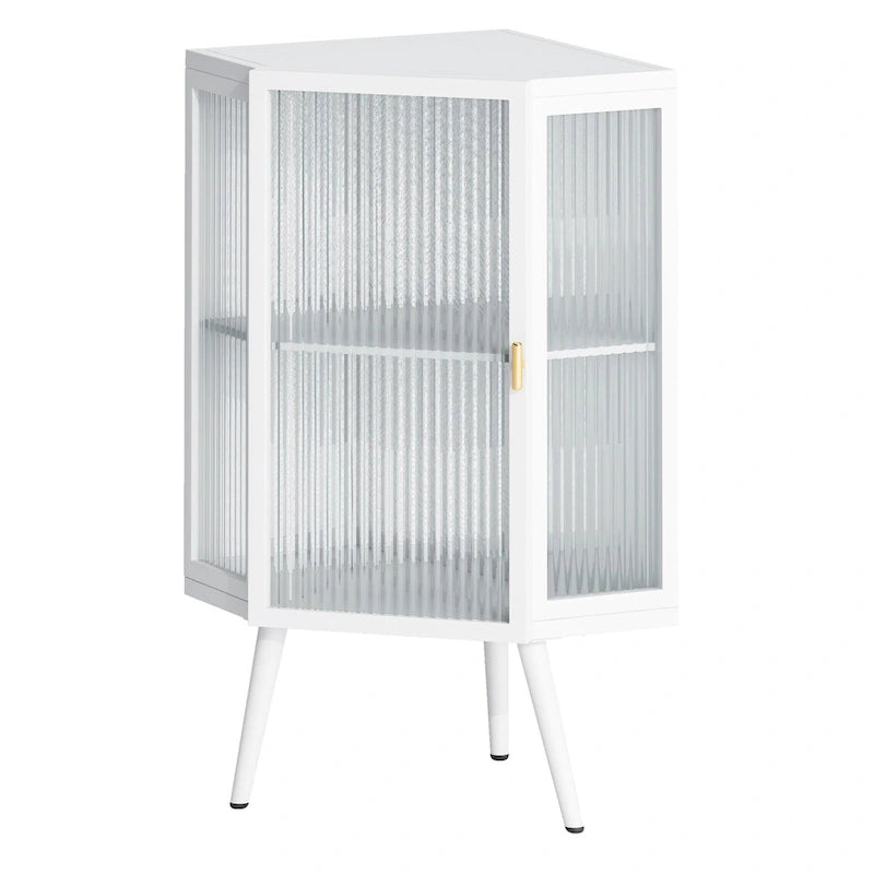 Meuble d'appoint de salle de bain d'angle avec porte en verre trempé 22.25 po l. x 16.54 po P x 31.5 po H