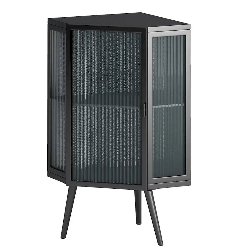 Meuble d'appoint de salle de bain d'angle avec porte en verre trempé 22.25 po l. x 16.54 po P x 31.5 po H