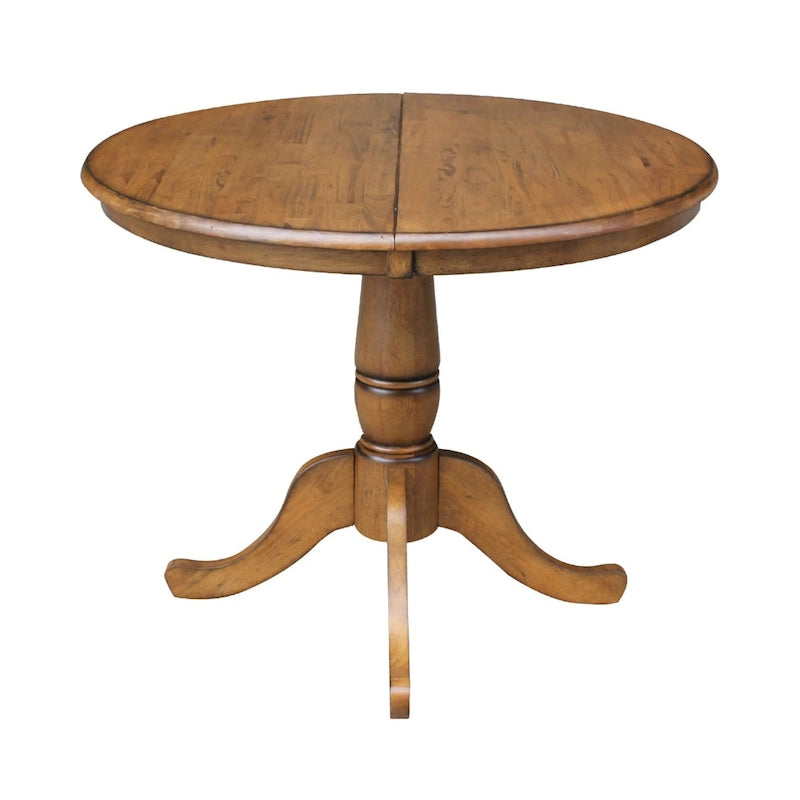 36 Round Pedestal Table with 12 Leaf in Pecan