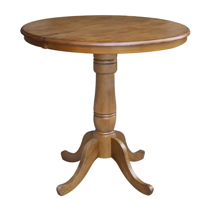 36 Round Pedestal Table with 12 Leaf in Pecan