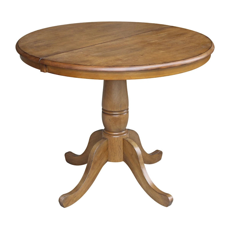 36 Round Pedestal Table with 12 Leaf in Pecan