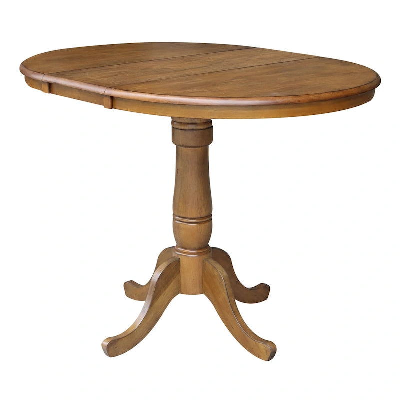 36 Round Pedestal Table with 12 Leaf in Pecan