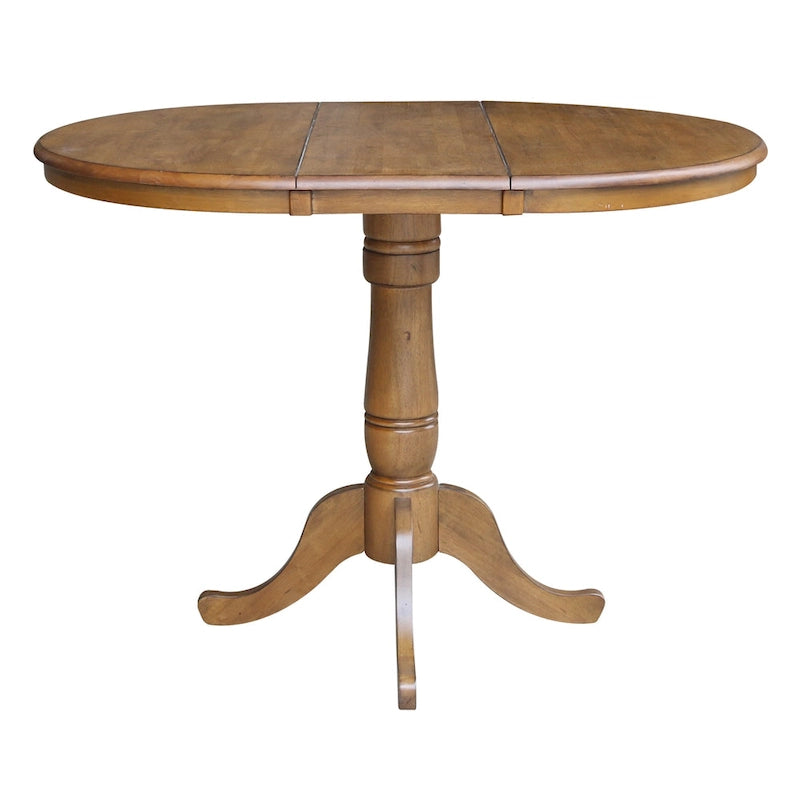 36 Round Pedestal Table with 12 Leaf in Pecan