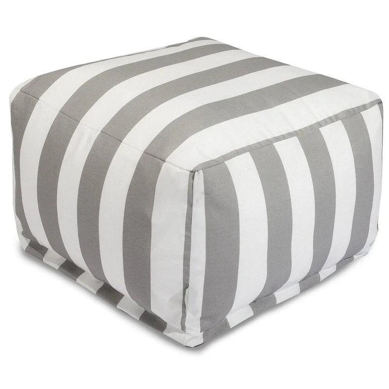 Majestic Home Goods Vertical Stripe Ottoman Outdoor Indoor