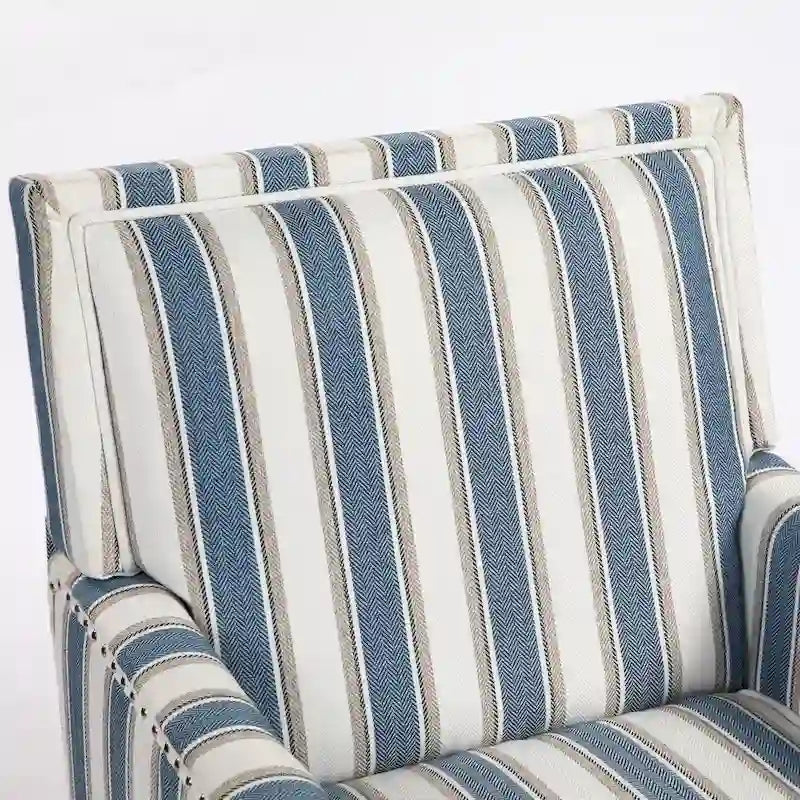 Linen Armchair with Blue and White Striped