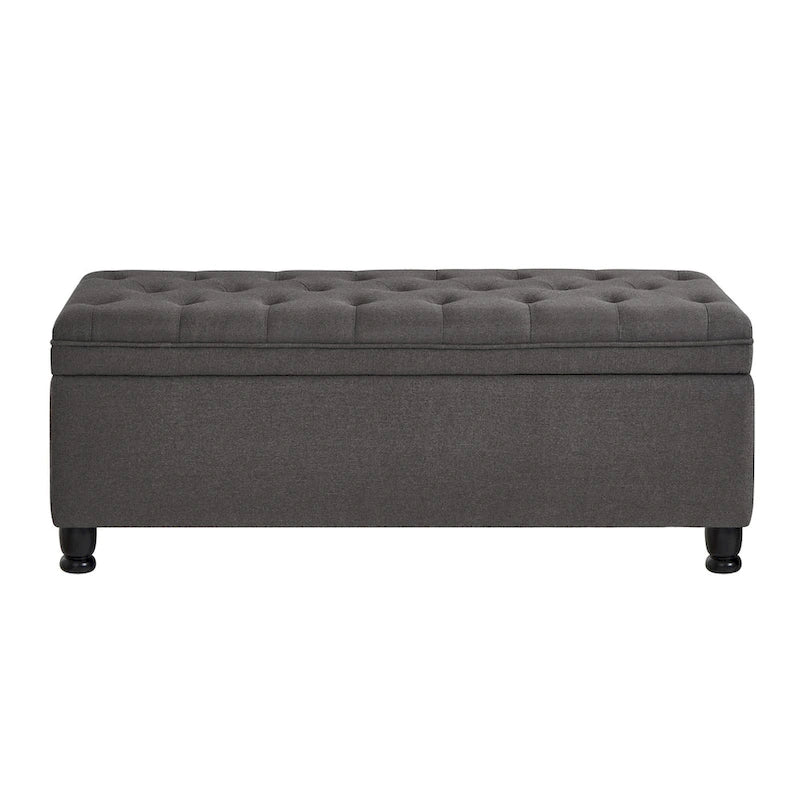 Upholstered tufted button storage bench