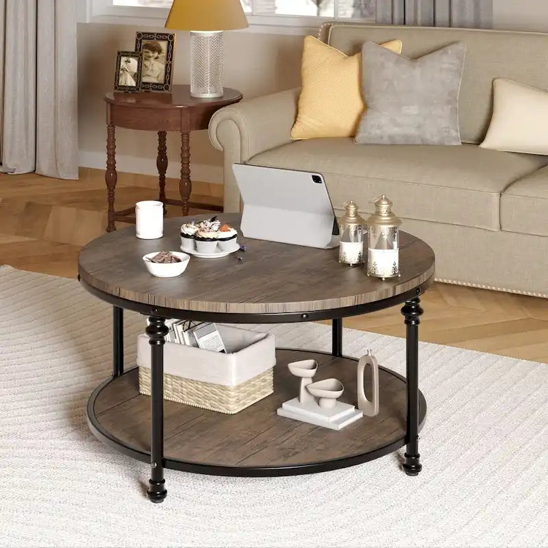 Round Coffee Table 30.31 Industrial Center Table