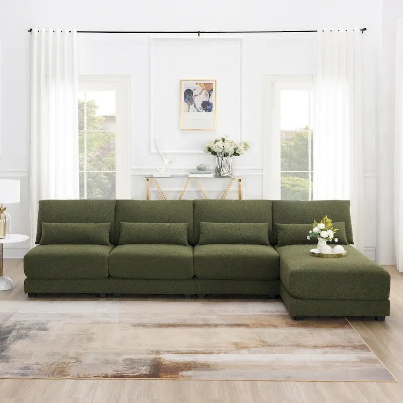 L-shaped Fabric Sectional Sofa with Reversible Chaise