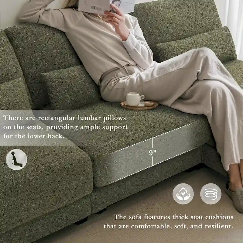 L-shaped Fabric Sectional Sofa with Reversible Chaise