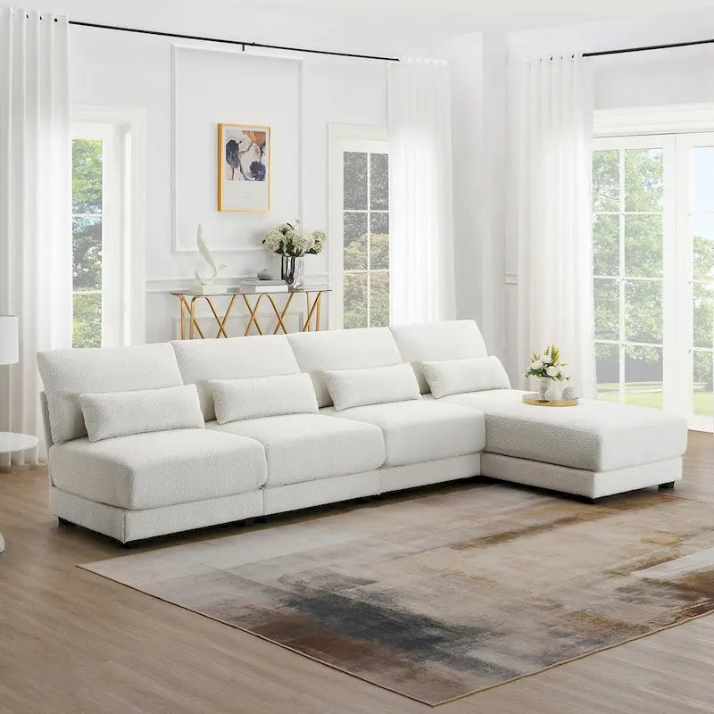L-shaped Fabric Sectional Sofa with Reversible Chaise