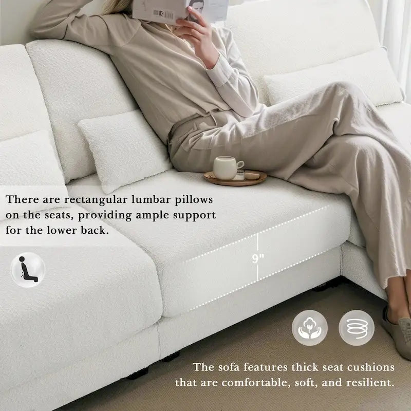 L-shaped Fabric Sectional Sofa with Reversible Chaise