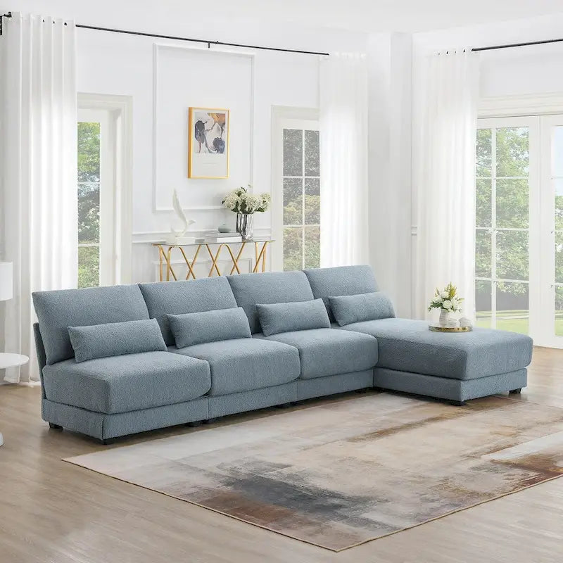 L-shaped Fabric Sectional Sofa with Reversible Chaise
