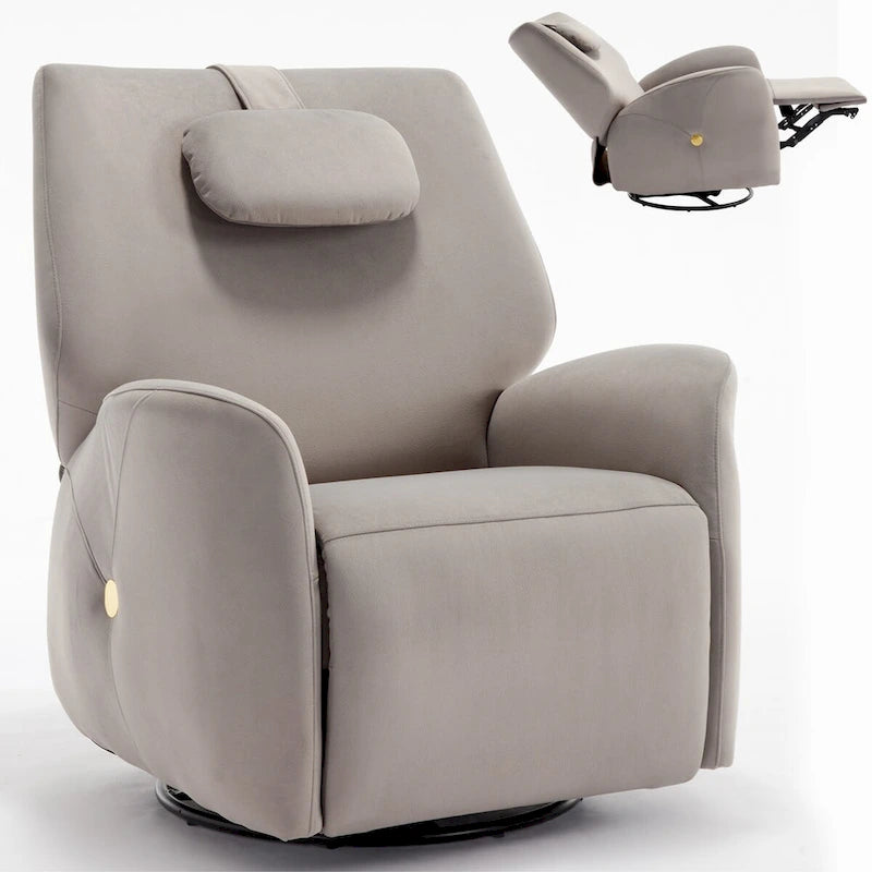Swivel & Rocker Power Recliner Chair with Lumbar and Neck Support Pillow, USB, Type-C Ports