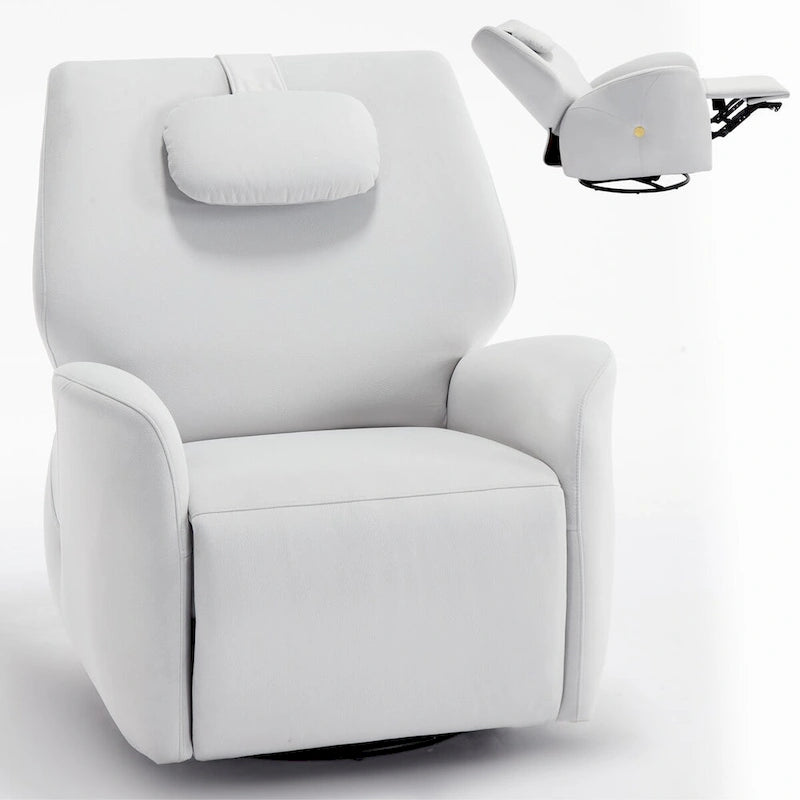Swivel & Rocker Power Recliner Chair with Lumbar and Neck Support Pillow, USB, Type-C Ports