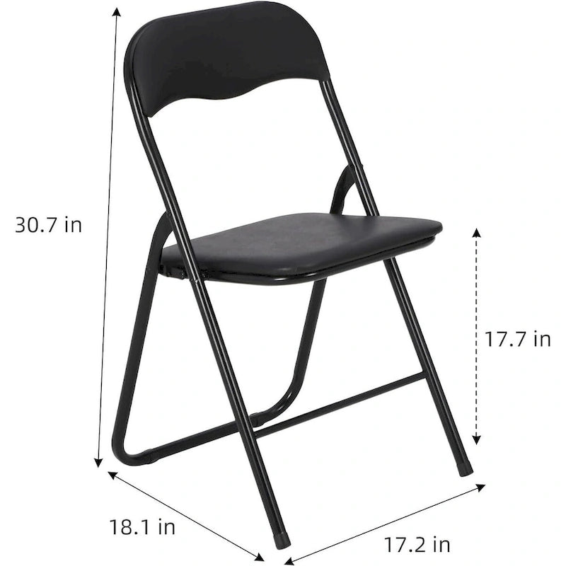 4 Folding Chairs with Cushion, with Non-Slip Feet Pads