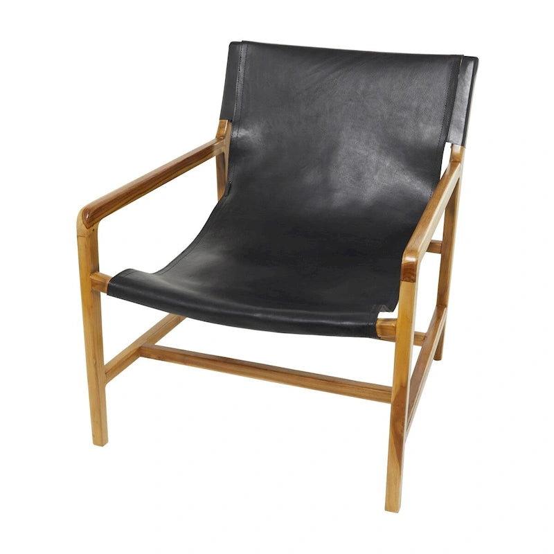 Leather Living Room Accent Chair with Armrests - Brown or Black - Roche River Decor