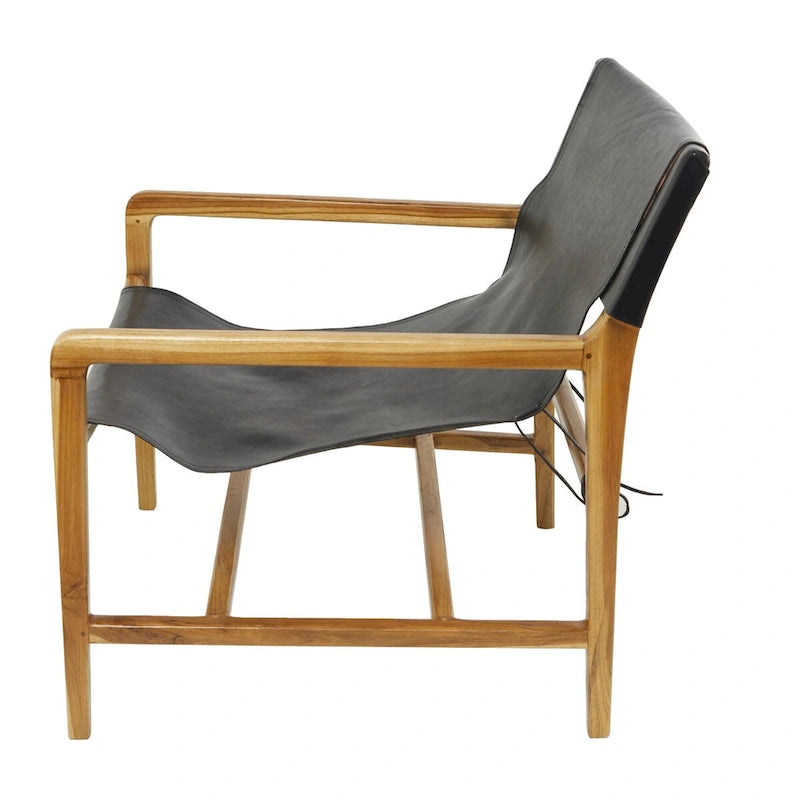 Leather Living Room Accent Chair with Armrests - Brown or Black - Roche River Decor