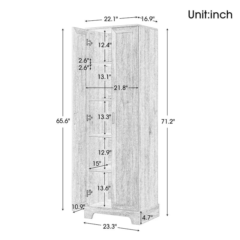 Armoire de rangement à deux portes et étagère réglable