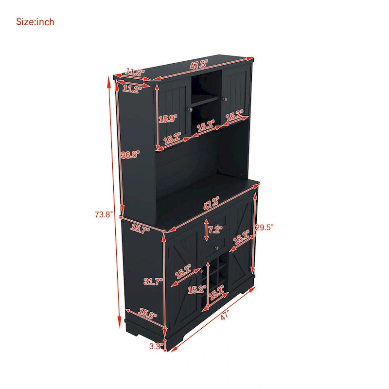 73.8H Kitchen Cabinet with Storage - N/A