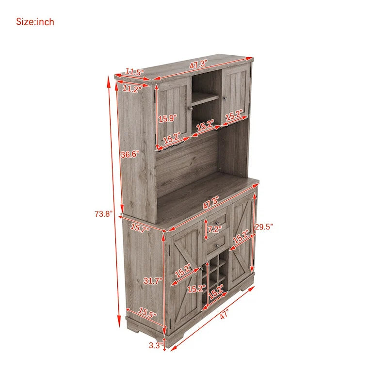 73.8H Kitchen Cabinet with Storage - N/A