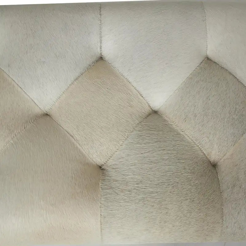 Banc capitonné en cuir avec piètement diagonal argenté - Gris