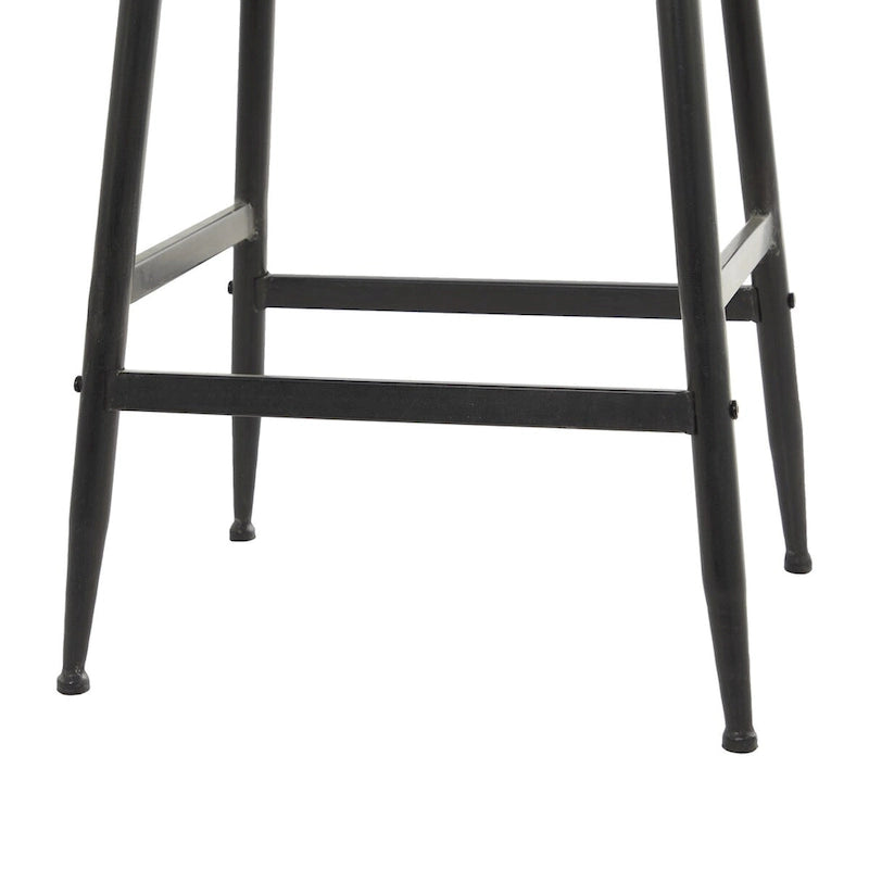Metal Counter Stool with Brown Wood Top - Black - Roche River Decor