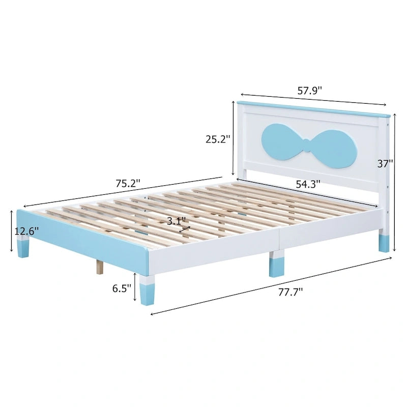 Full Size Wooden Bow Bed